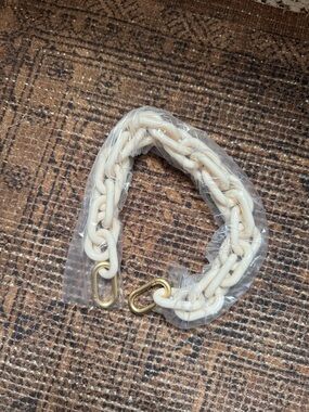 Clare V. Shortie Strap Cream Ivory Chain Strap with Gold Hardware
